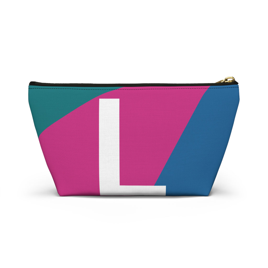 Initials Colorblock Accessory Pouch — Monogram L T-Bottom Cosmetic Bag