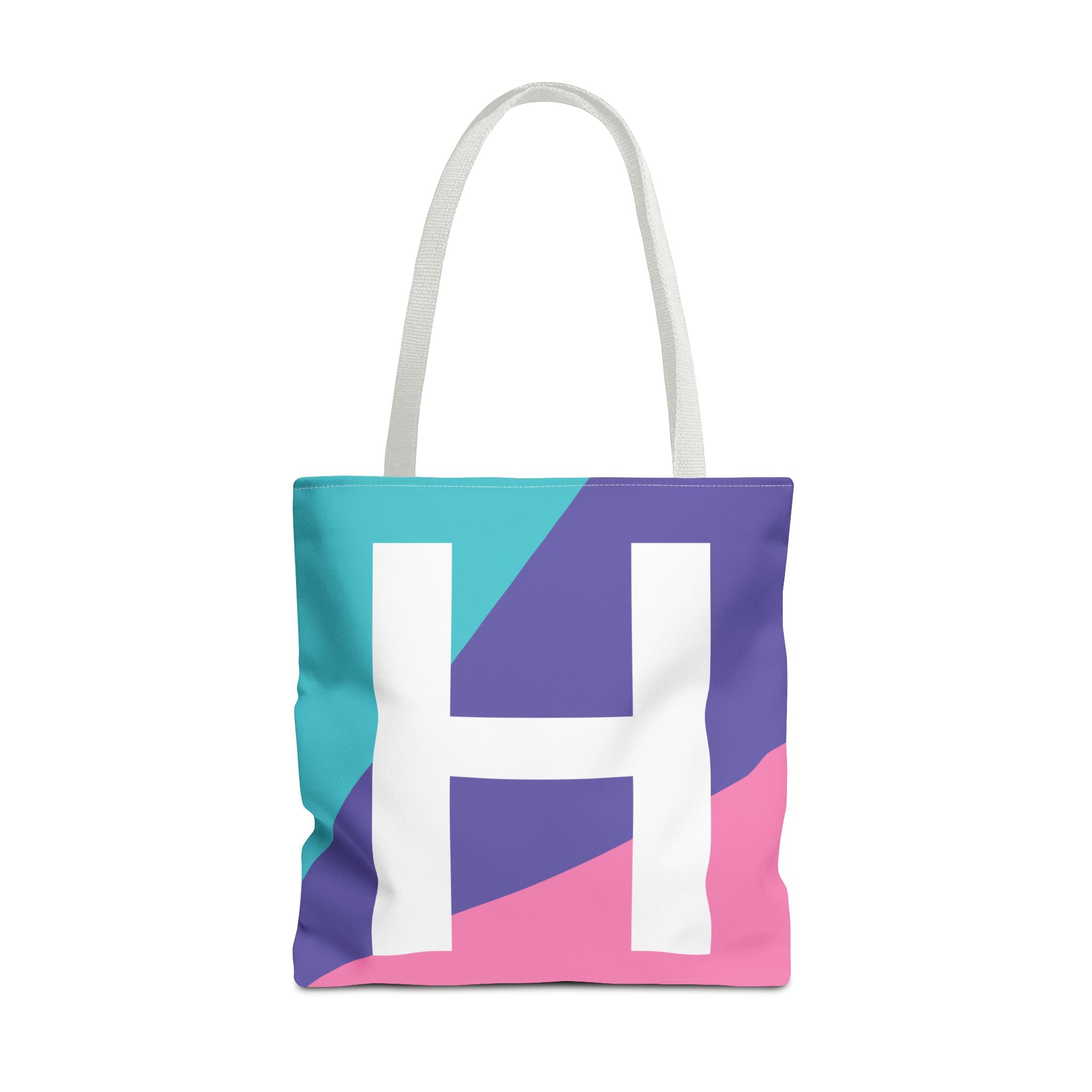 Monogram 'H' Colorblock Tote Bag — Personalized Initial H Shoulder Tote