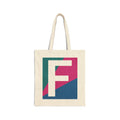 Initial F Colorblock Canvas Tote Bag — Monogram Letter F Reusable Grocery Tote