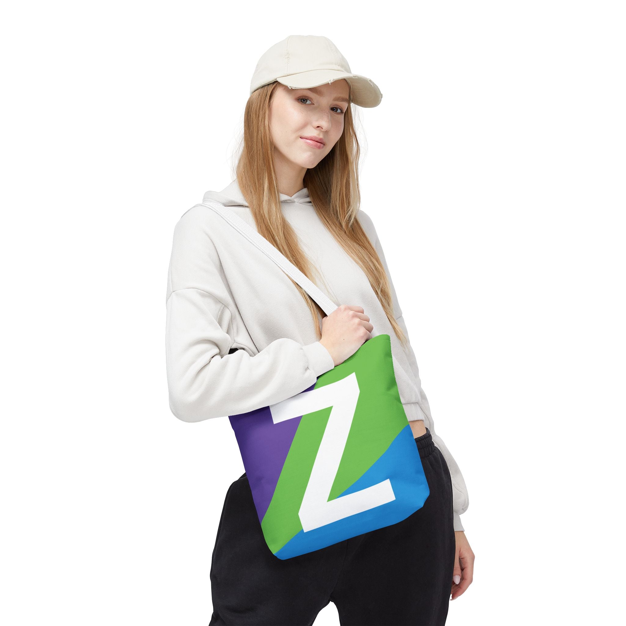 Monogram 'Z' Colorblock Tote Bag — Personalized Initial Z Shoulder Tote