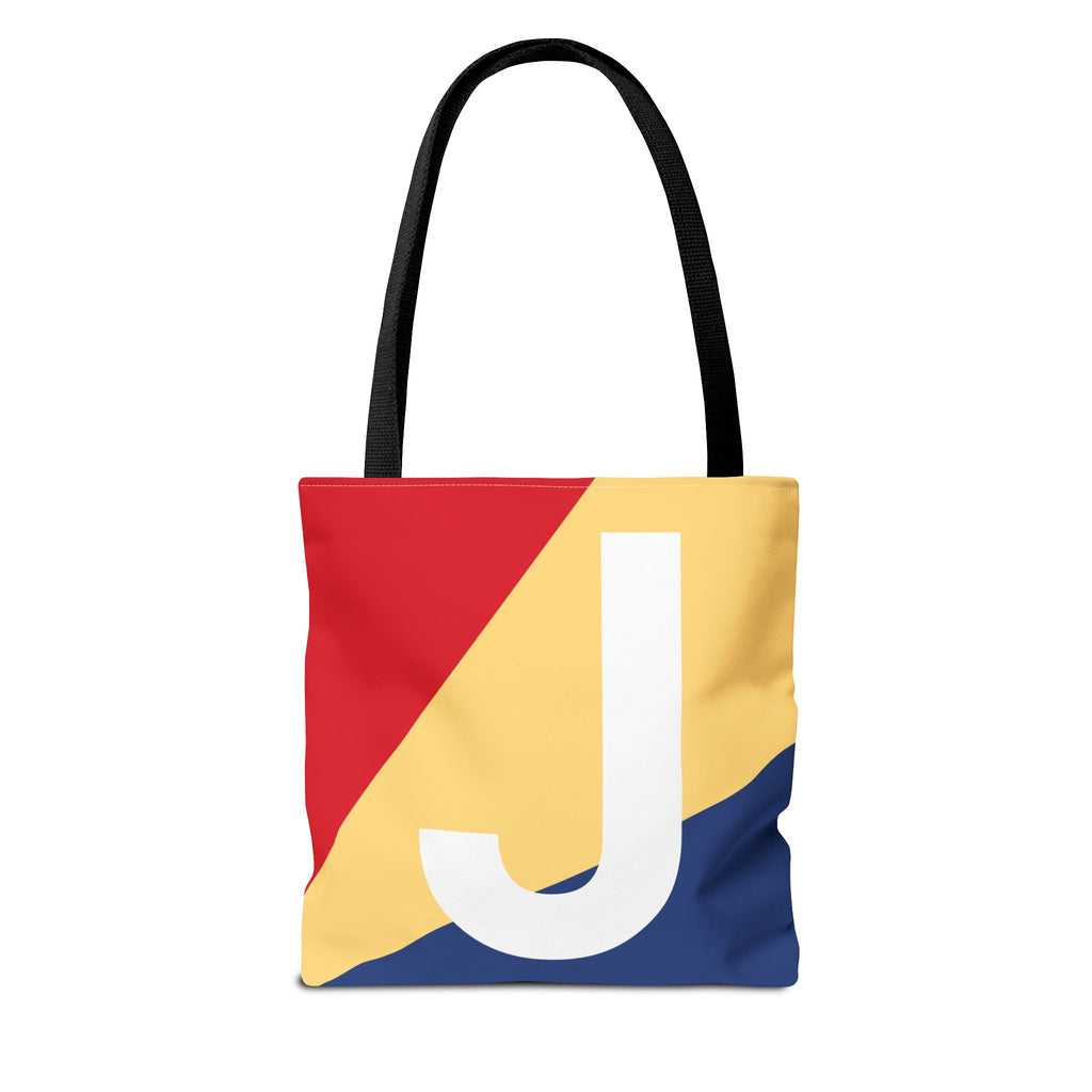 Monogram 'J' Colorblock Tote Bag — Personalized Initial J Shoulder Tote