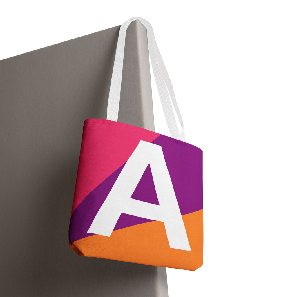 Monogram 'A' Colorblock Tote Bag — Personalized Initial A Shoulder Tote
