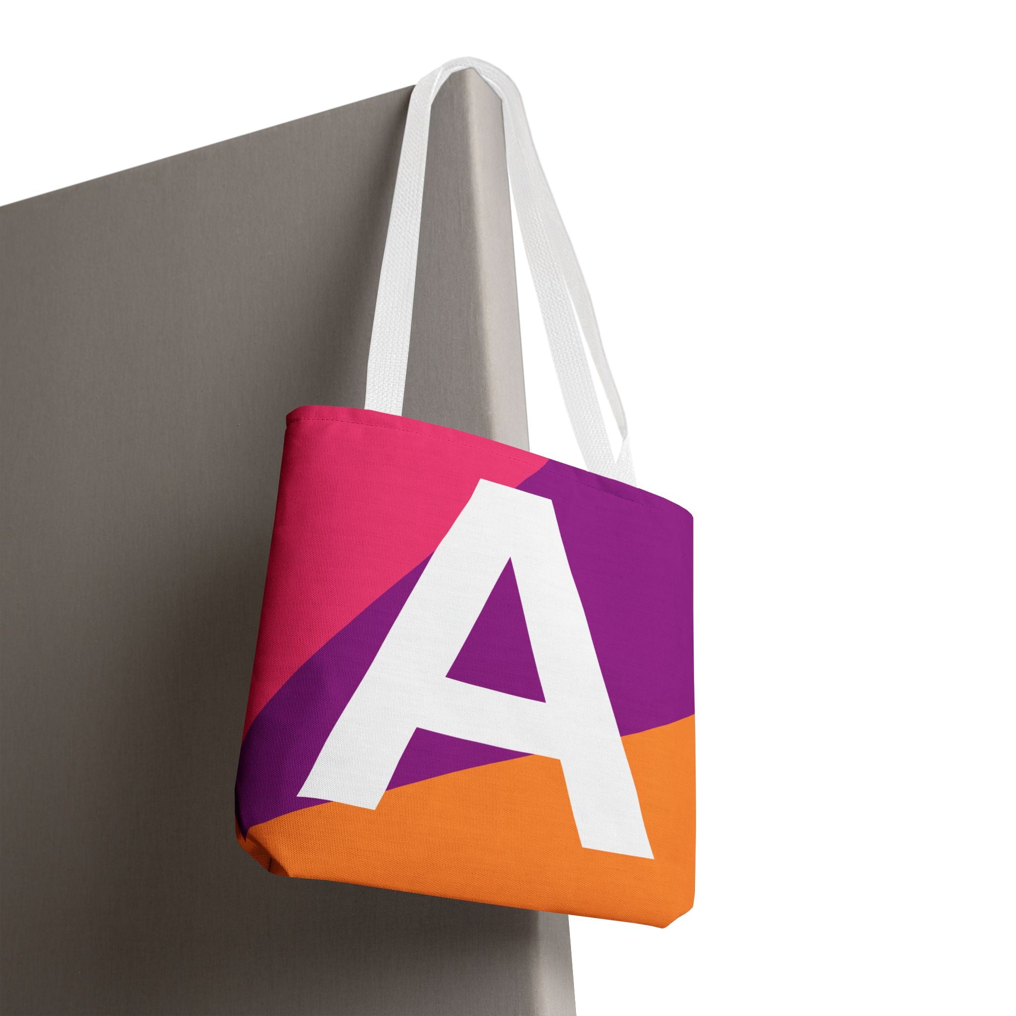 Monogram 'A' Colorblock Tote Bag — Personalized Initial A Shoulder Tote