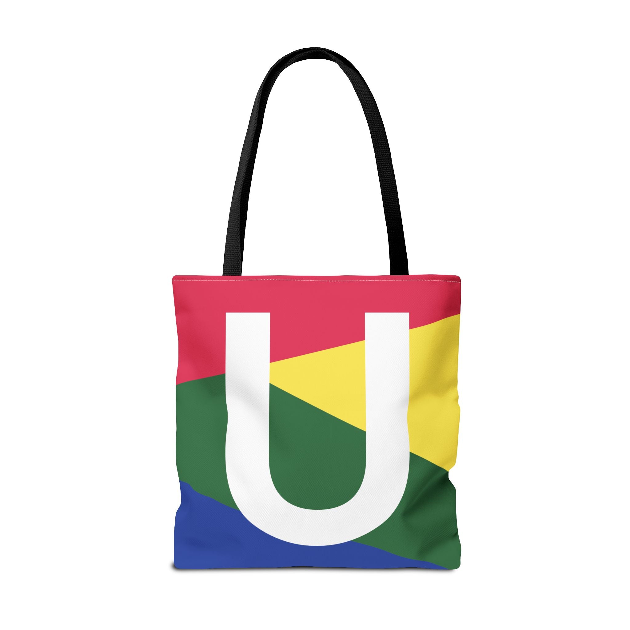 Monogram 'U' Colorblock Tote Bag — Personalized Initial U Shoulder Tote