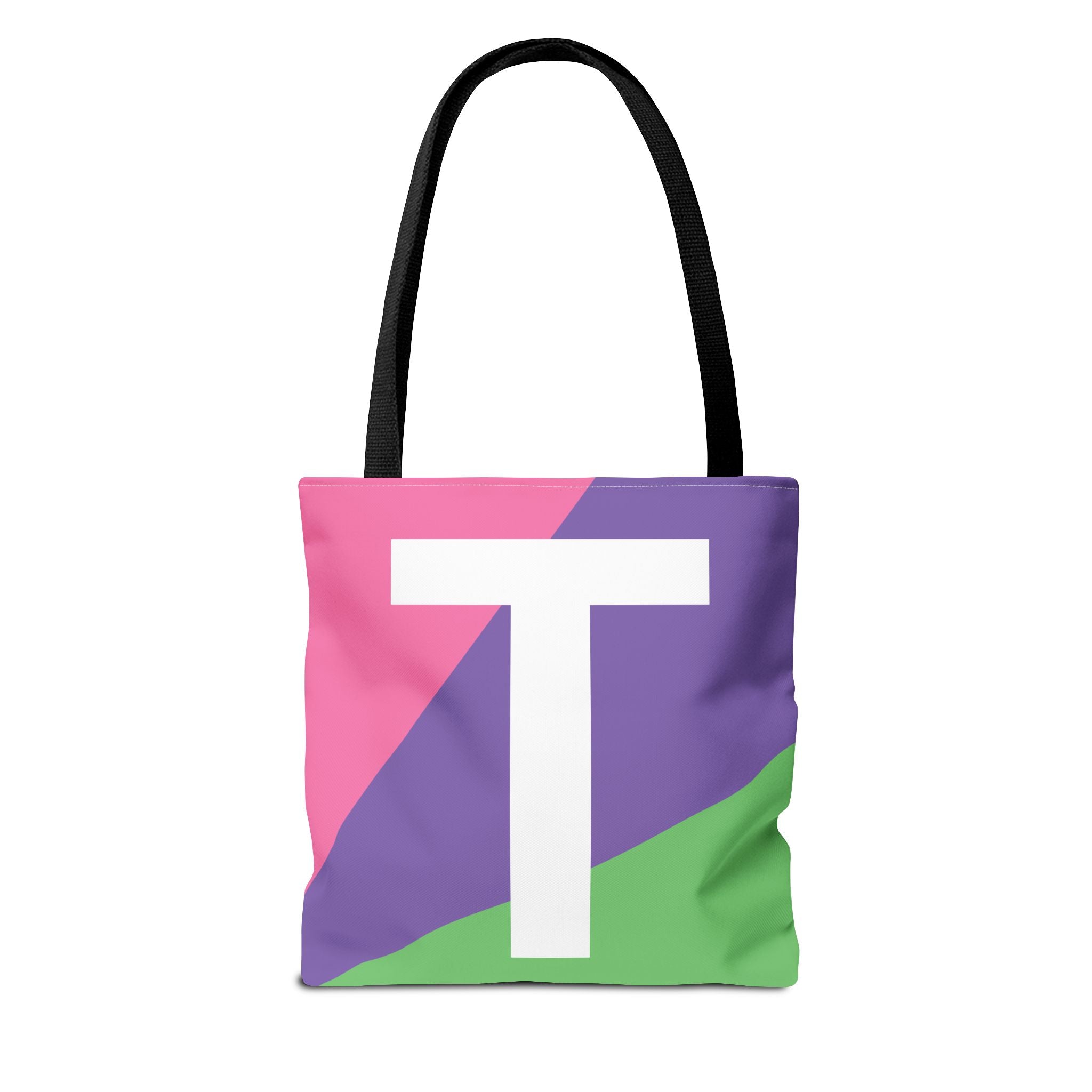 Monogram 'T' Colorblock Tote Bag — Personalized Initial T Shoulder Tote