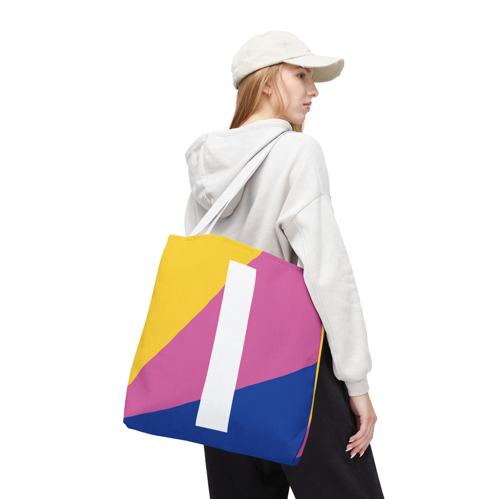 Monogram 'I' Colorblock Tote Bag — Personalized Initial I Shoulder Tote