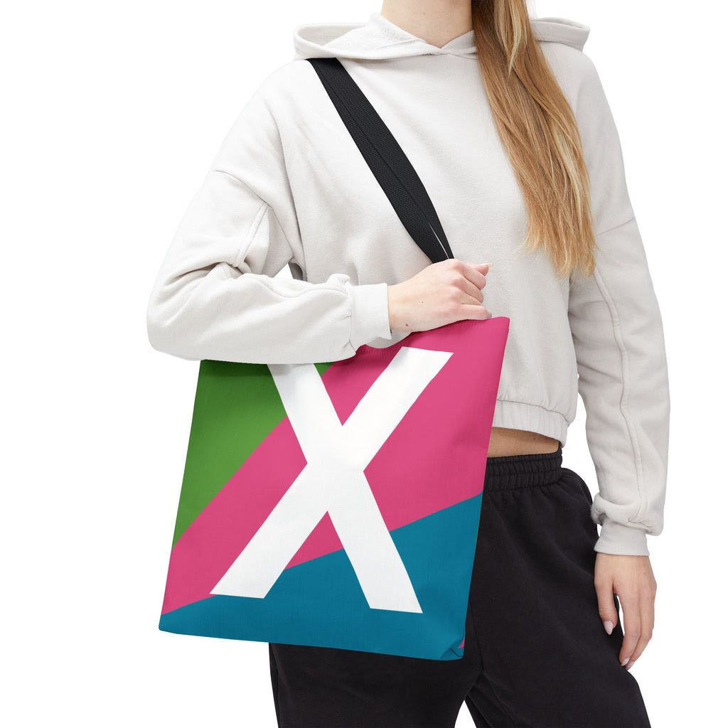 Monogram 'X' Colorblock Tote Bag — Personalized Initial X Shoulder Tote
