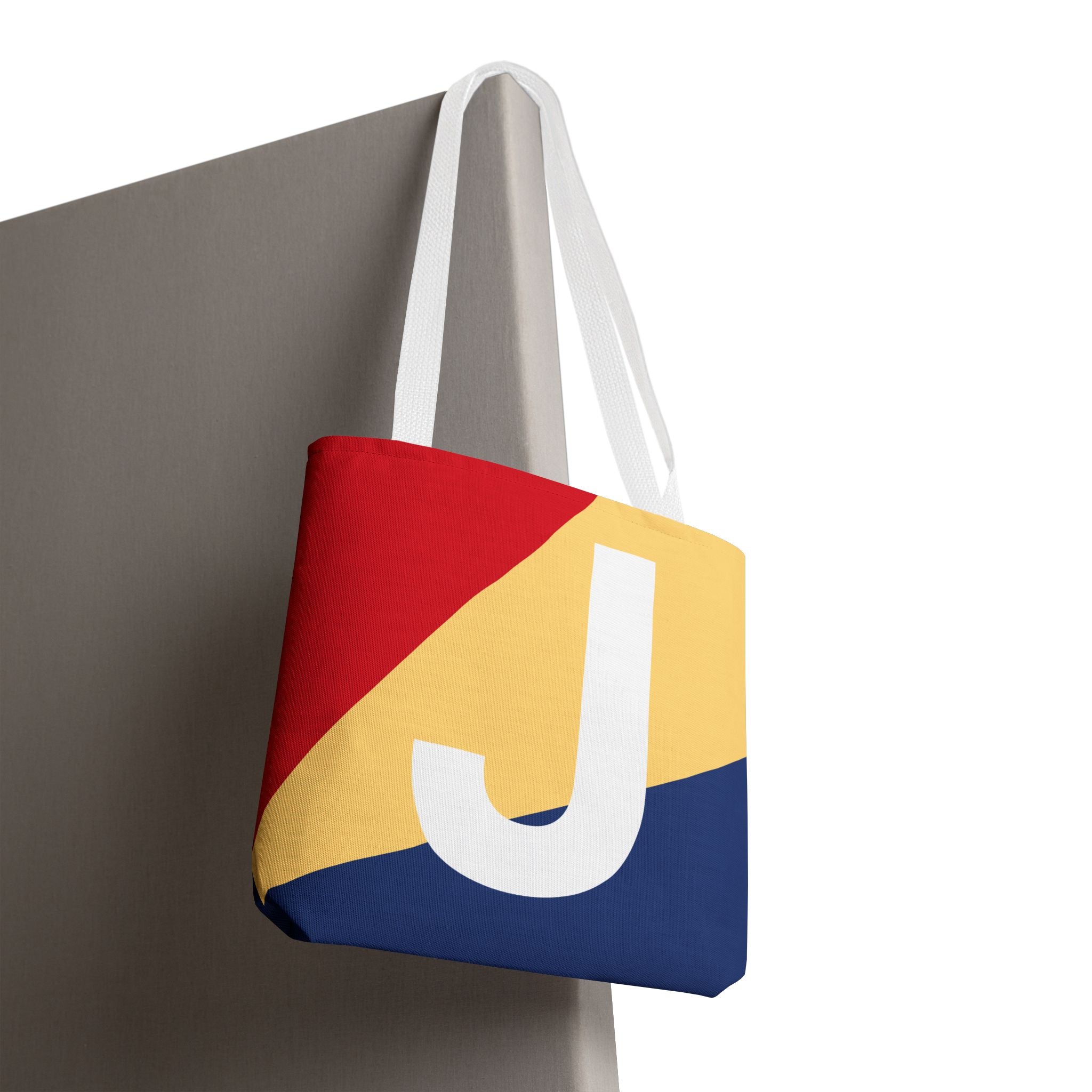 Monogram 'J' Colorblock Tote Bag — Personalized Initial J Shoulder Tote