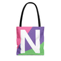 Monogram 'N' Colorblock Tote Bag — Personalized Initial N Shoulder Tote