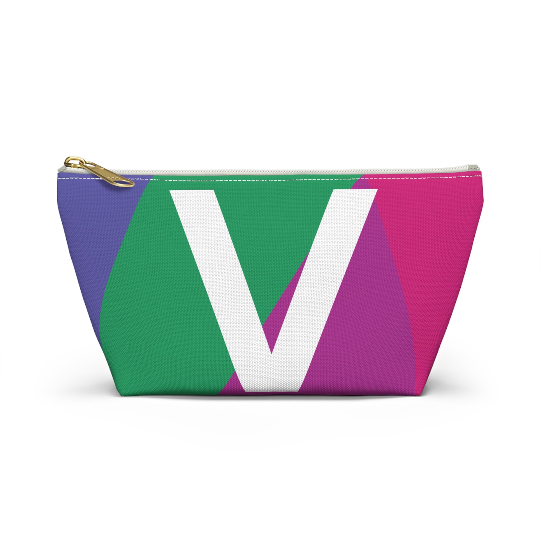 Initials Colorblock Accessory Pouch — Monogram V T-Bottom Cosmetic Bag
