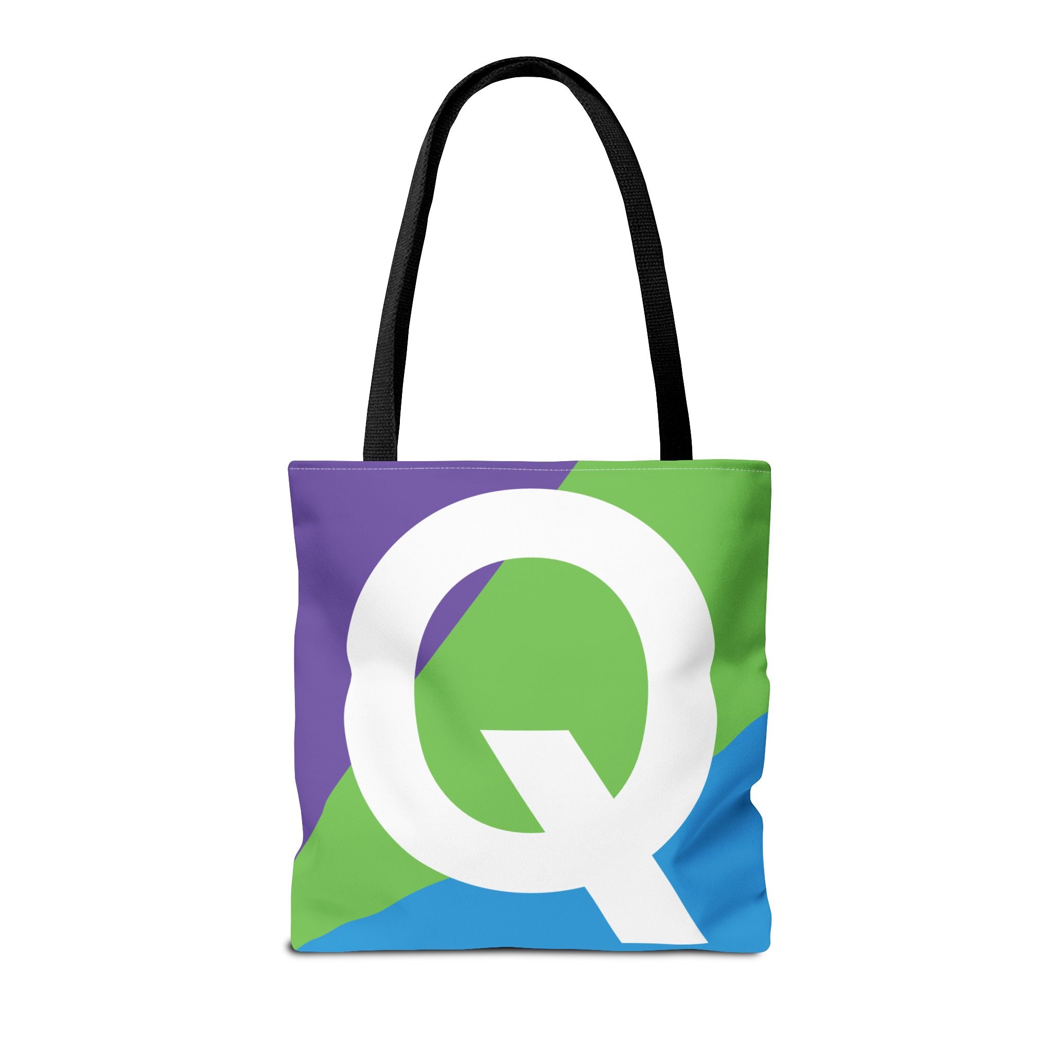 Monogram 'Q' Colorblock Tote Bag — Personalized Initial Q Shoulder Tote