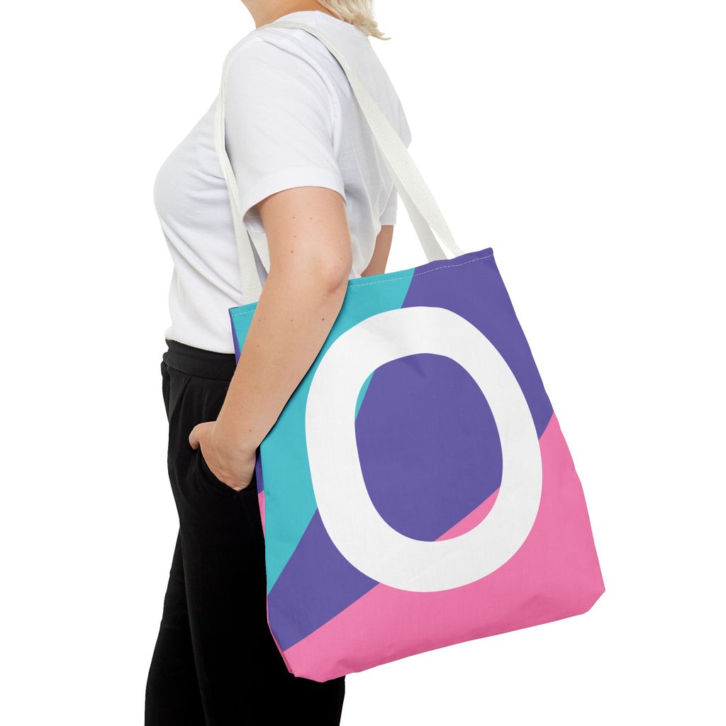 Monogram 'O' Colorblock Tote Bag — Personalized Initial O Shoulder Tote