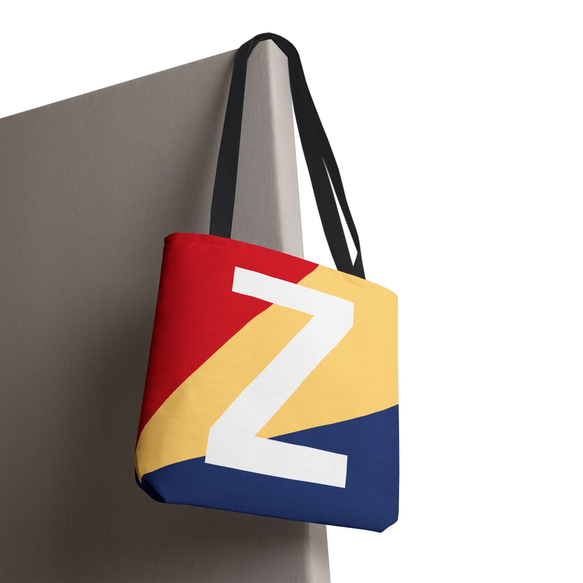 Monogram 'Z' Colorblock Tote Bag — Personalized Initial Z Shoulder Tote