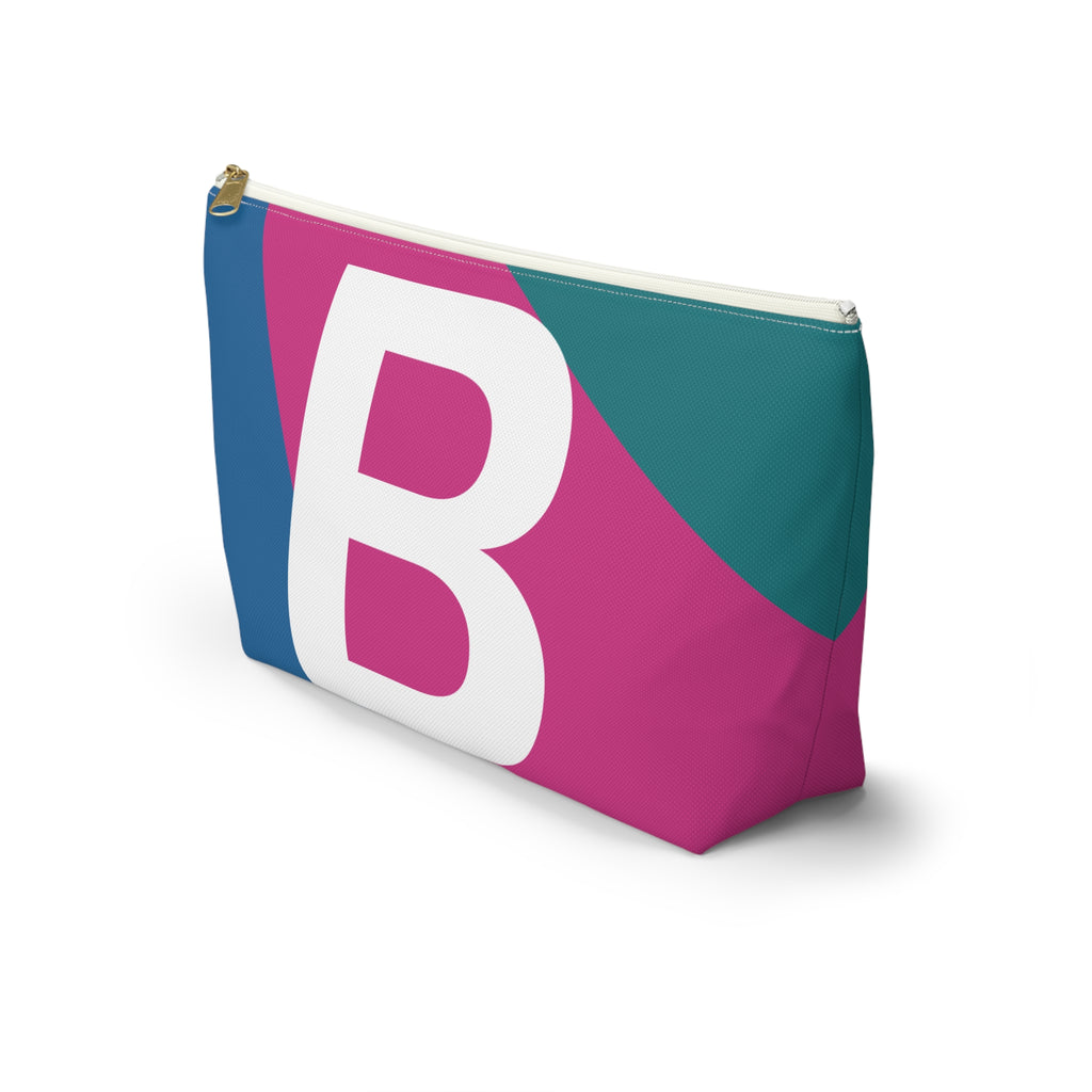 Initials Colorblock Accessory Pouch — Monogram B T-Bottom Cosmetic Bag