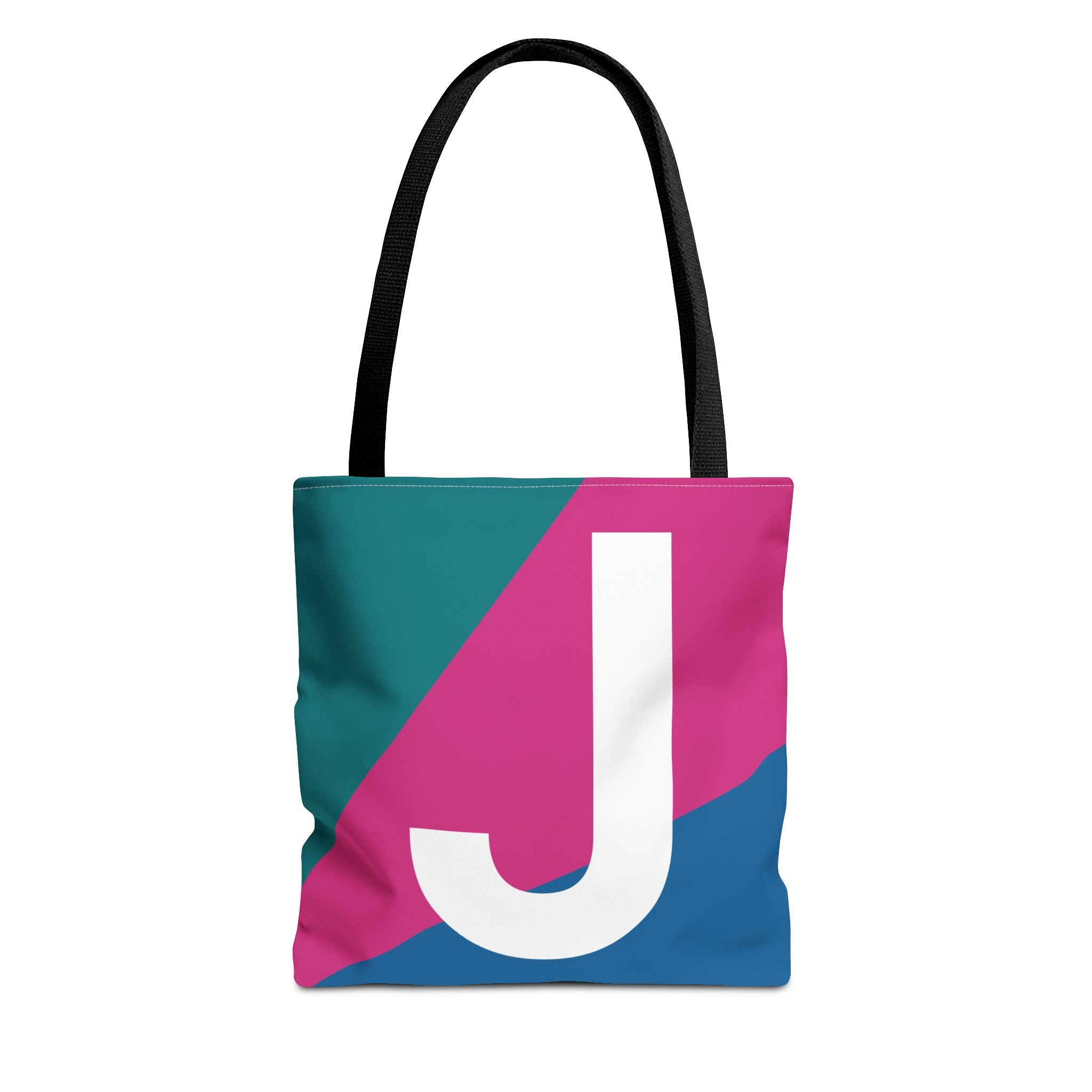 Monogram 'J' Colorblock Tote Bag — Personalized Initial J Shoulder Tote