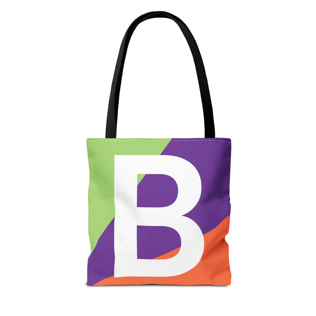 Monogram 'B' Colorblock Tote Bag — Personalized Initial B Shoulder Tote