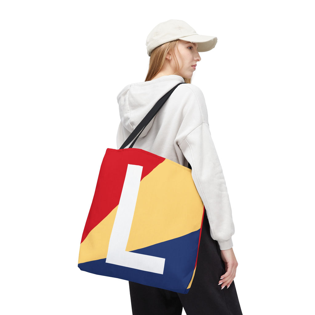 Monogram 'L' Colorblock Tote Bag — Personalized Initial L Shoulder Tote
