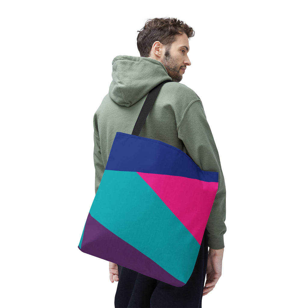 Retro 80s & 90s Inspired Color Block Tote Bag | Stylish Everyday Canvas Shoulder Bag