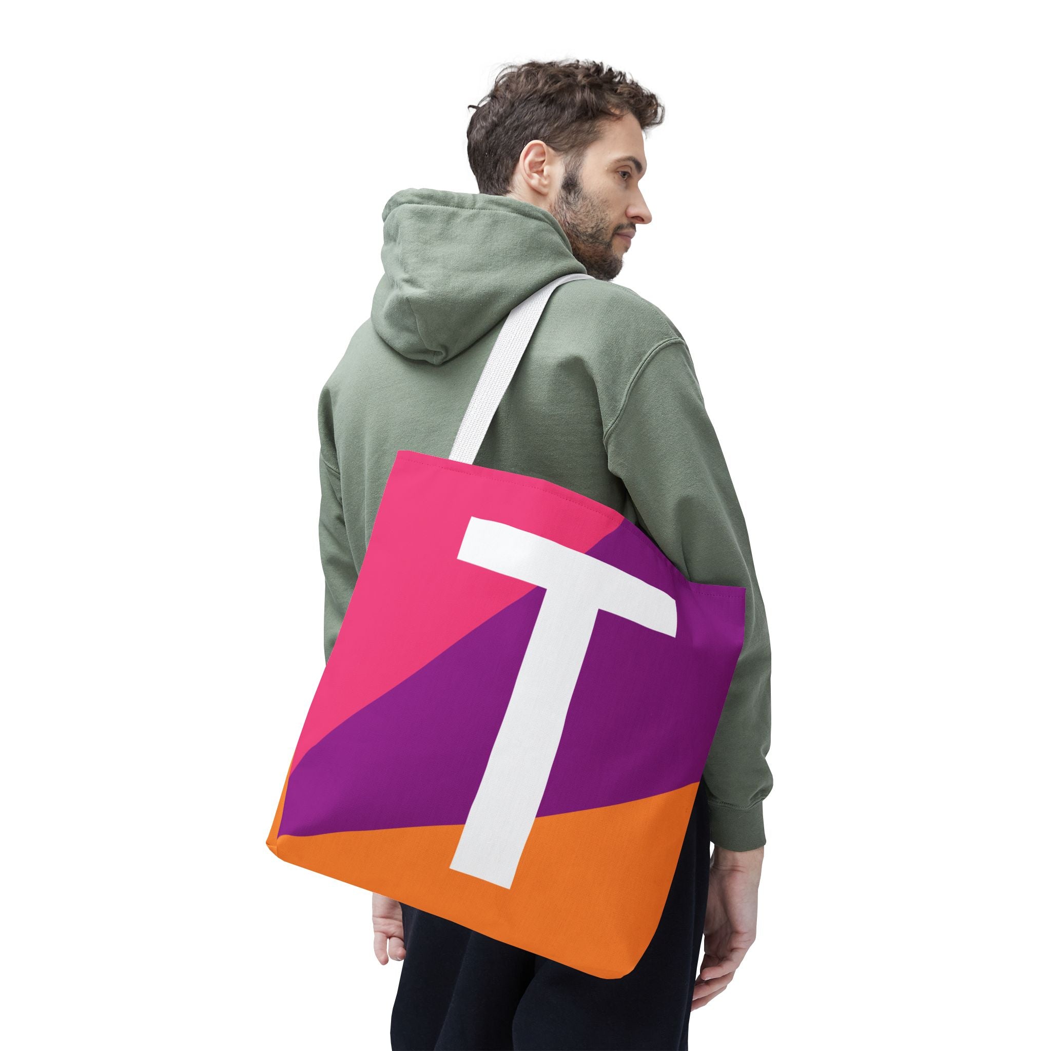 Monogram 'T' Colorblock Tote Bag — Personalized Initial T Shoulder Tote