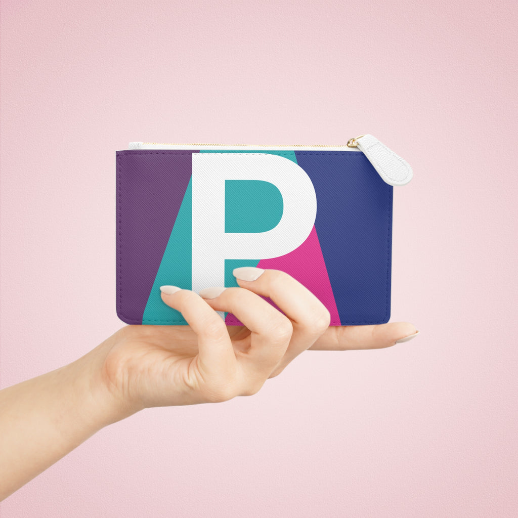 Initial P Mini Clutch — Colorblock Monogram Wristlet Wallet