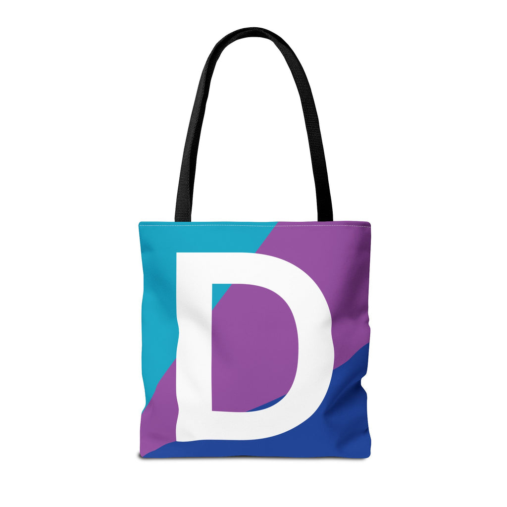 Monogram 'D' Colorblock Tote Bag — Personalized Initial D Shoulder Tote