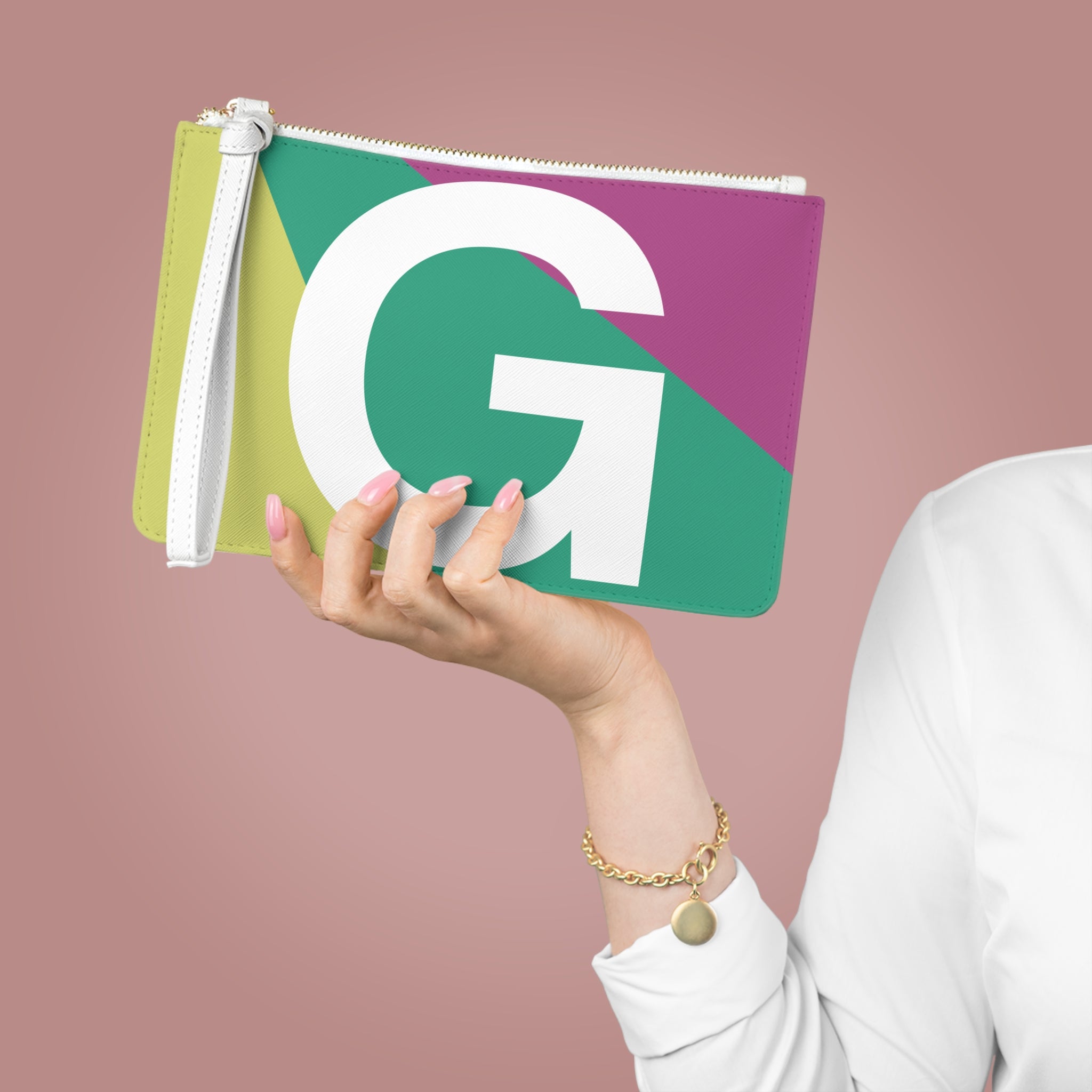 Monogram 'G' Colorblock Clutch Bag — Bold Geometric Wristlet for Everyday & Gifts