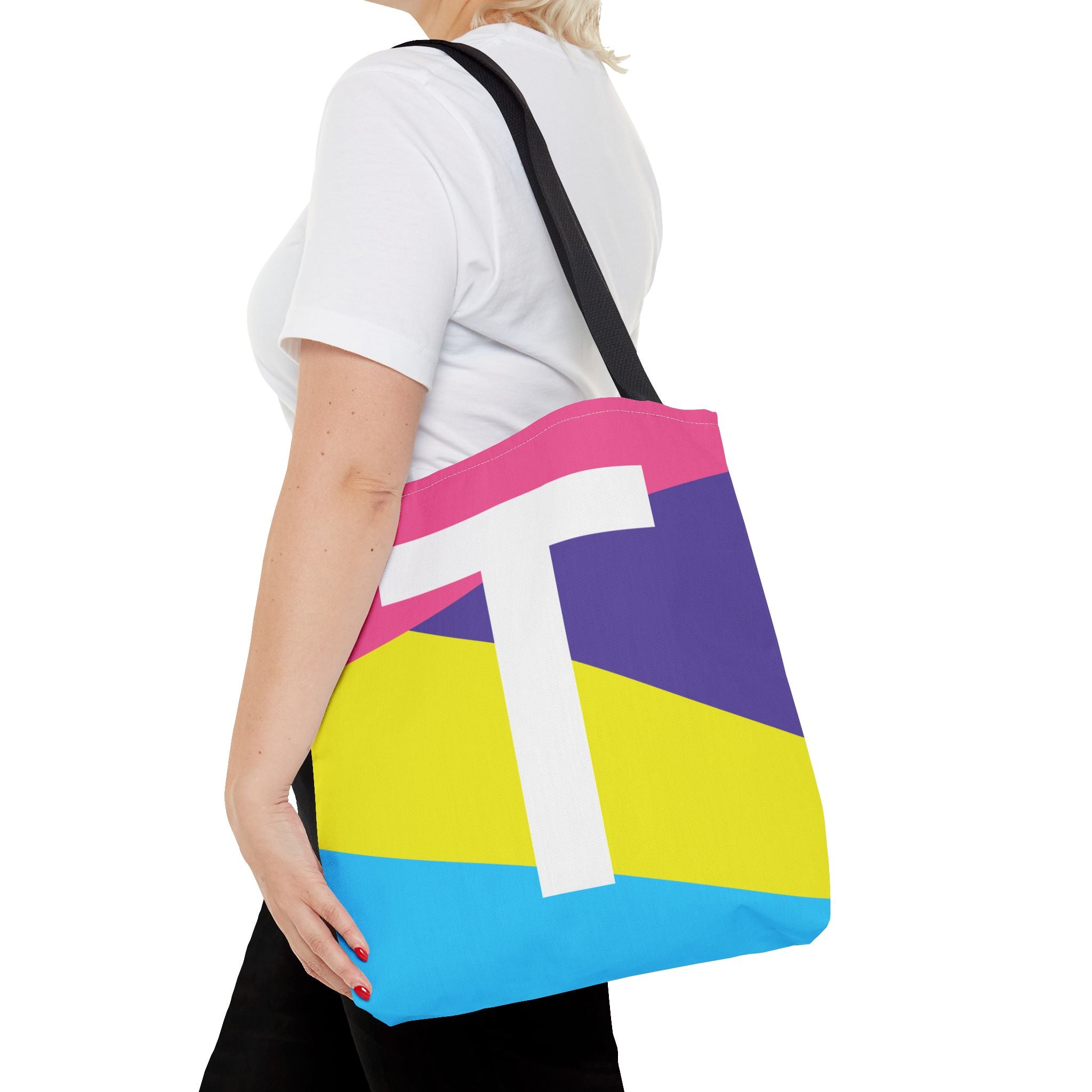 Monogram 'T' Colorblock Tote Bag — Personalized Initial T Shoulder Tote