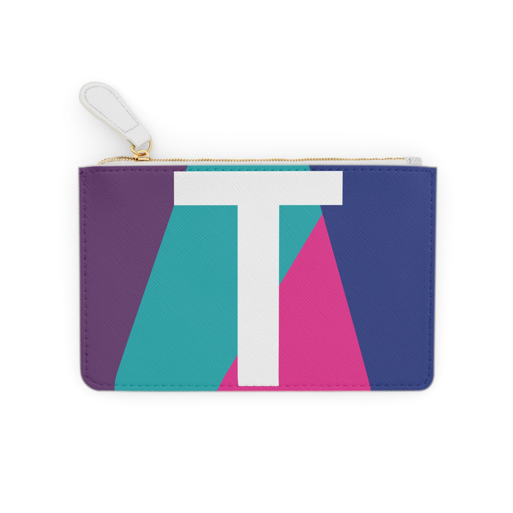 Initial T Mini Clutch — Colorblock Monogram Wristlet Wallet