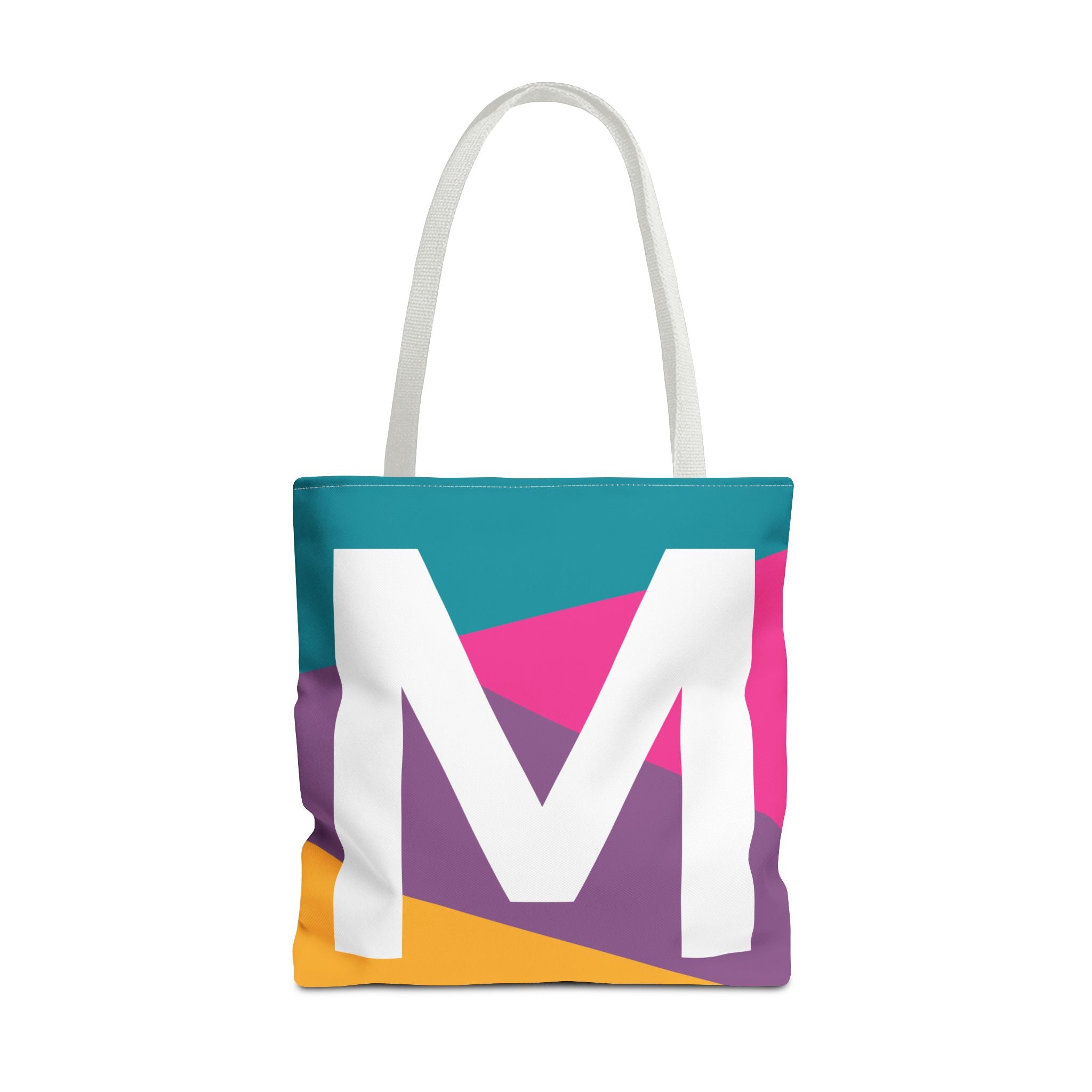 Monogram 'M' Colorblock Tote Bag — Personalized Initial M Shoulder Tote