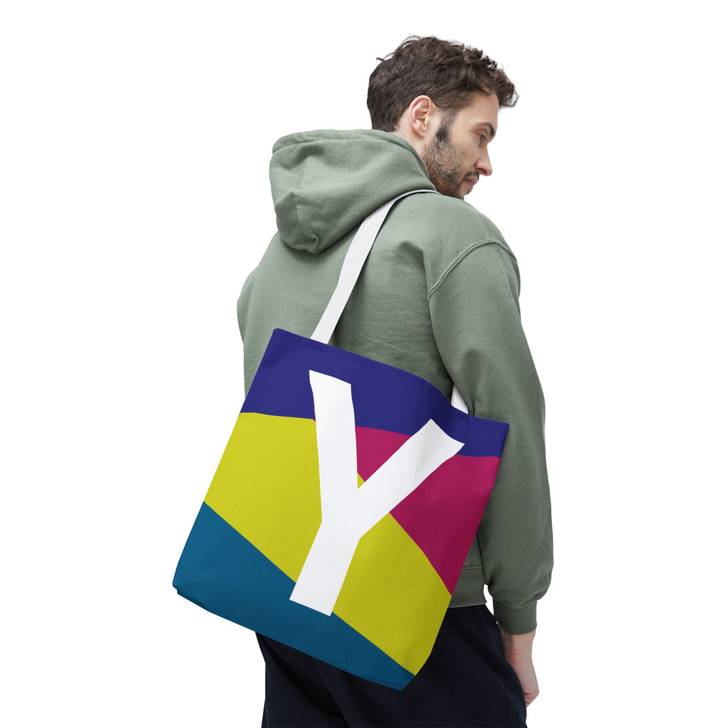 Monogram 'Y' Colorblock Tote Bag — Personalized Initial Y Shoulder Tote