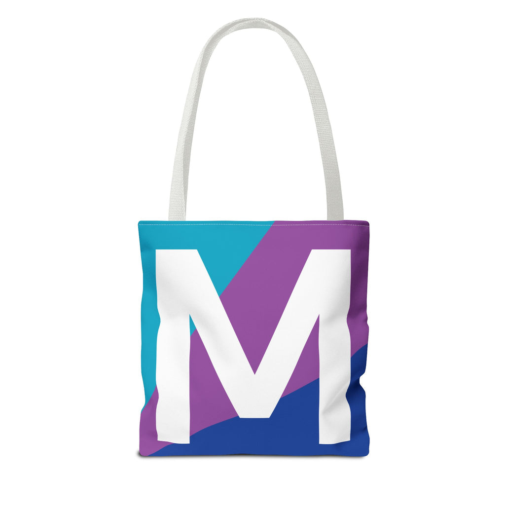 Monogram 'M' Colorblock Tote Bag — Personalized Initial M Shoulder Tote