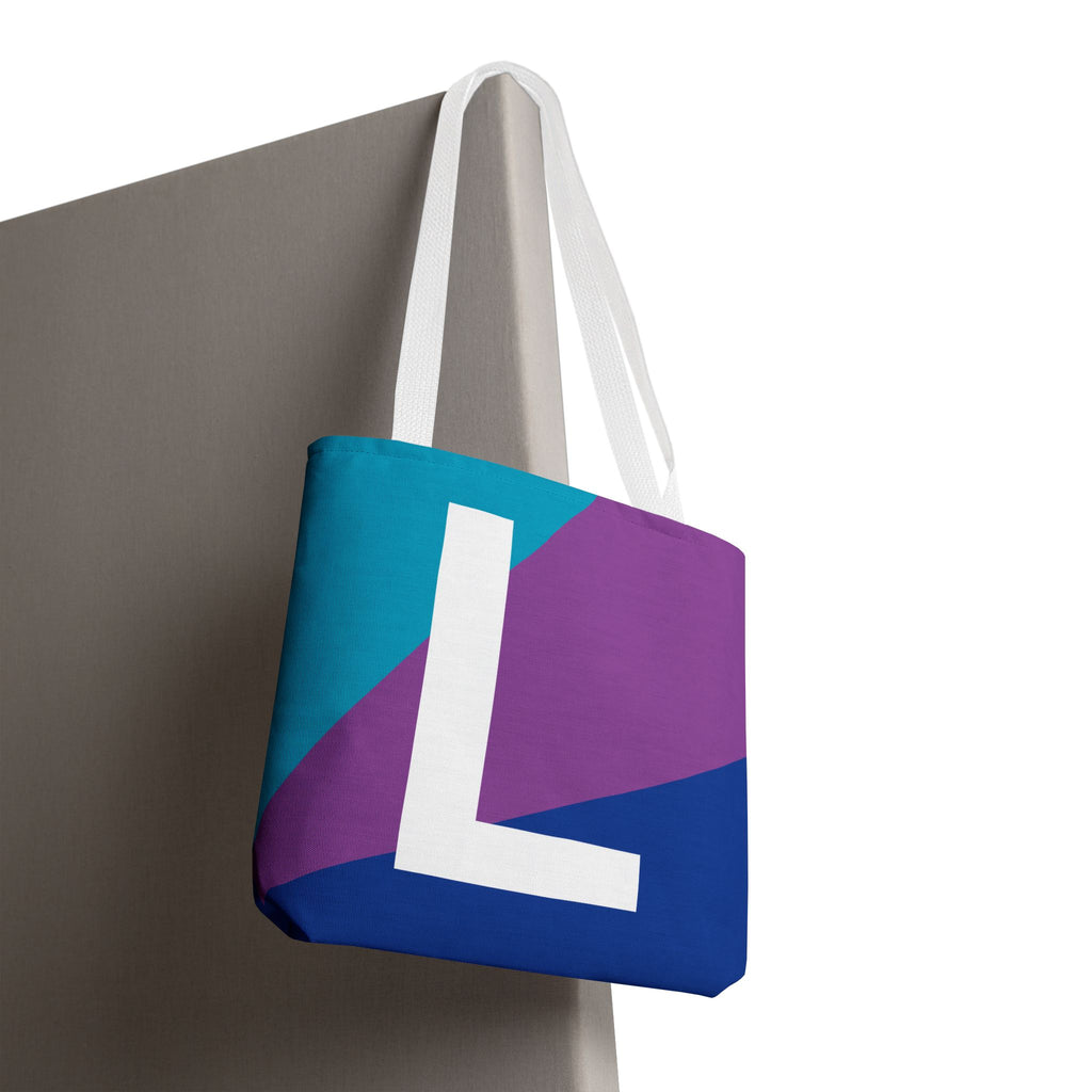 Monogram 'L' Colorblock Tote Bag — Personalized Initial L Shoulder Tote