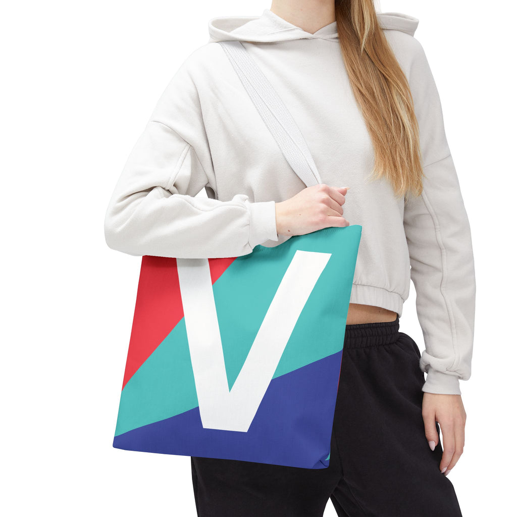 Monogram 'V' Colorblock Tote Bag — Personalized Initial V Shoulder Tote