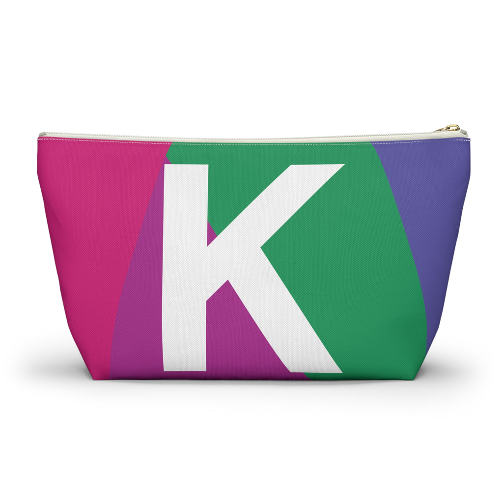 Initials Colorblock Accessory Pouch — Monogram K T-Bottom Cosmetic Bag