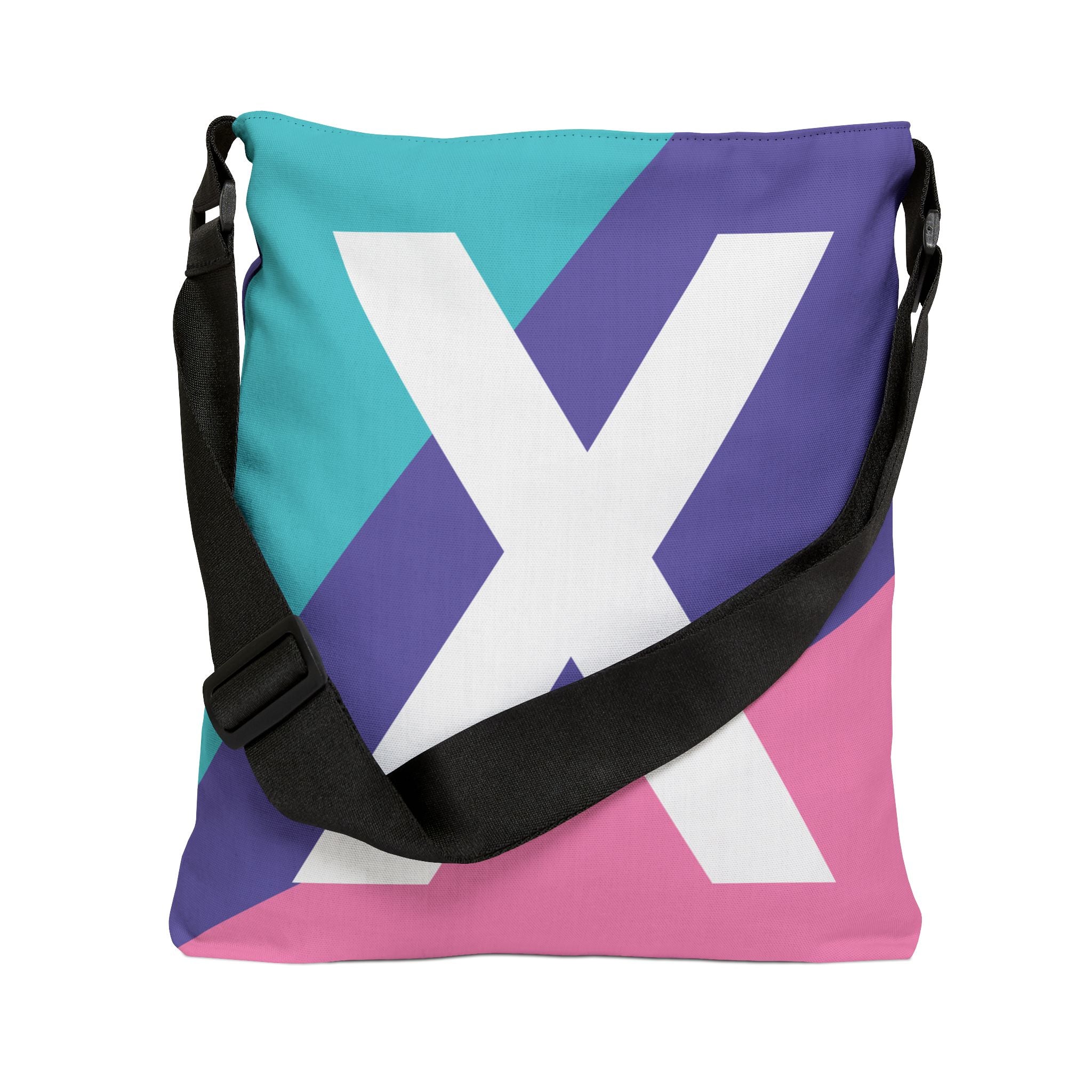 Initial Letter 'X' Colorblock Adjustable Tote Bag — Monogram Alphabet Shoulder Bag