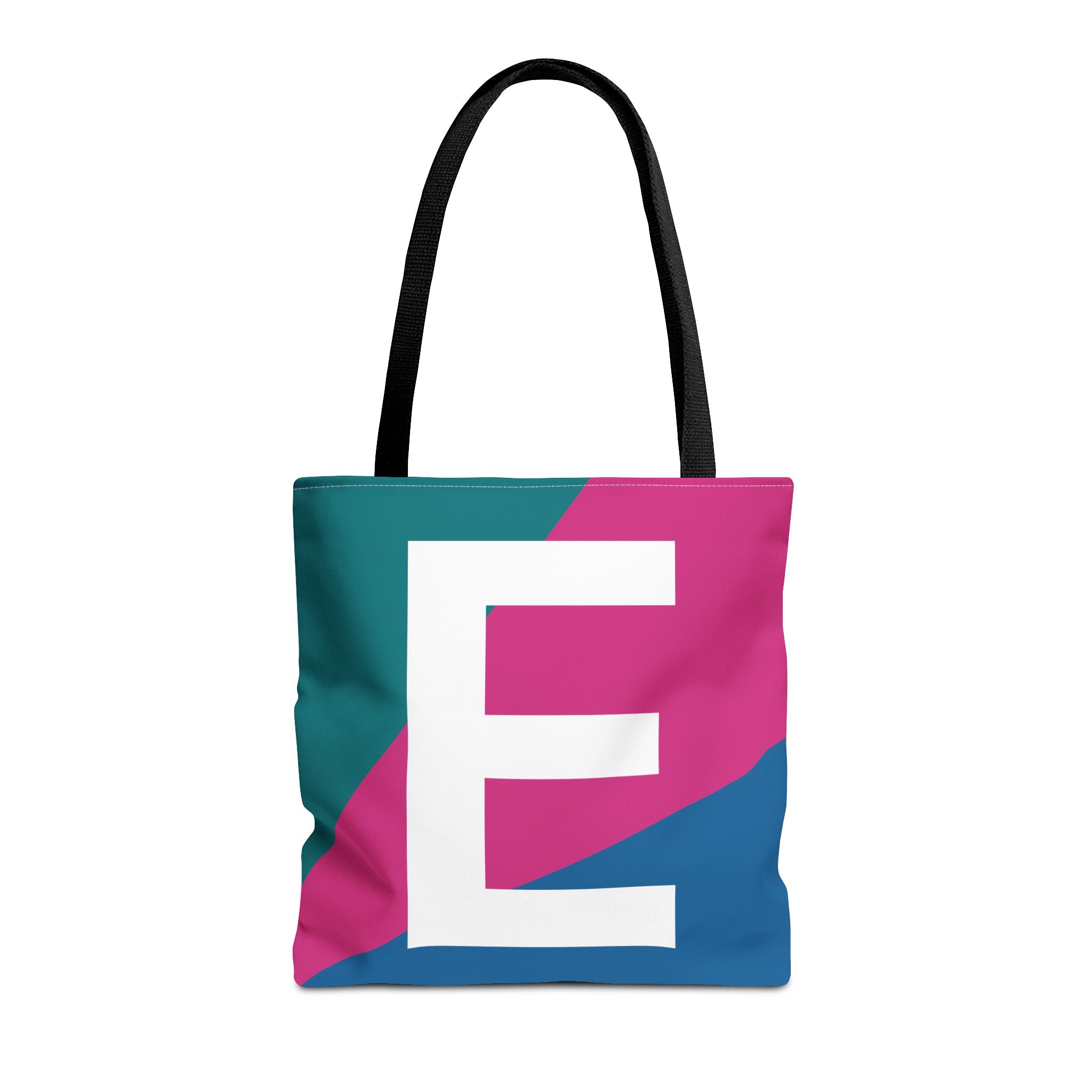 Monogram 'E' Colorblock Tote Bag — Personalized Initial E Shoulder Tote