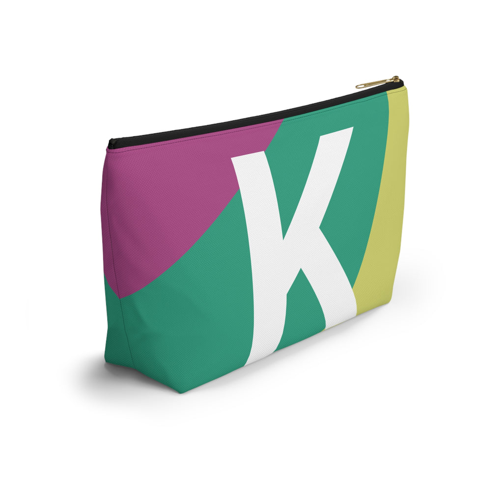 Initials Colorblock Accessory Pouch — Monogram K T-Bottom Cosmetic Bag