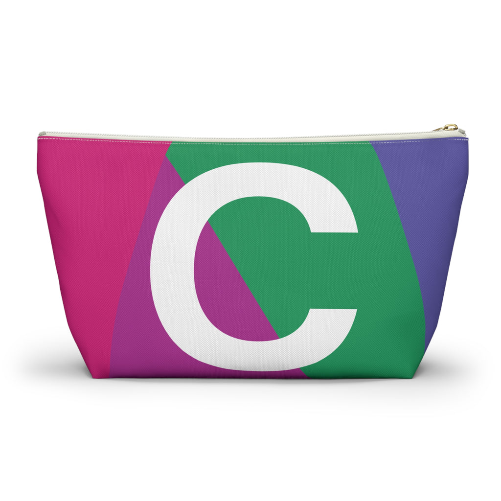 Initials Colorblock Accessory Pouch — Monogram C T-Bottom Cosmetic Bag