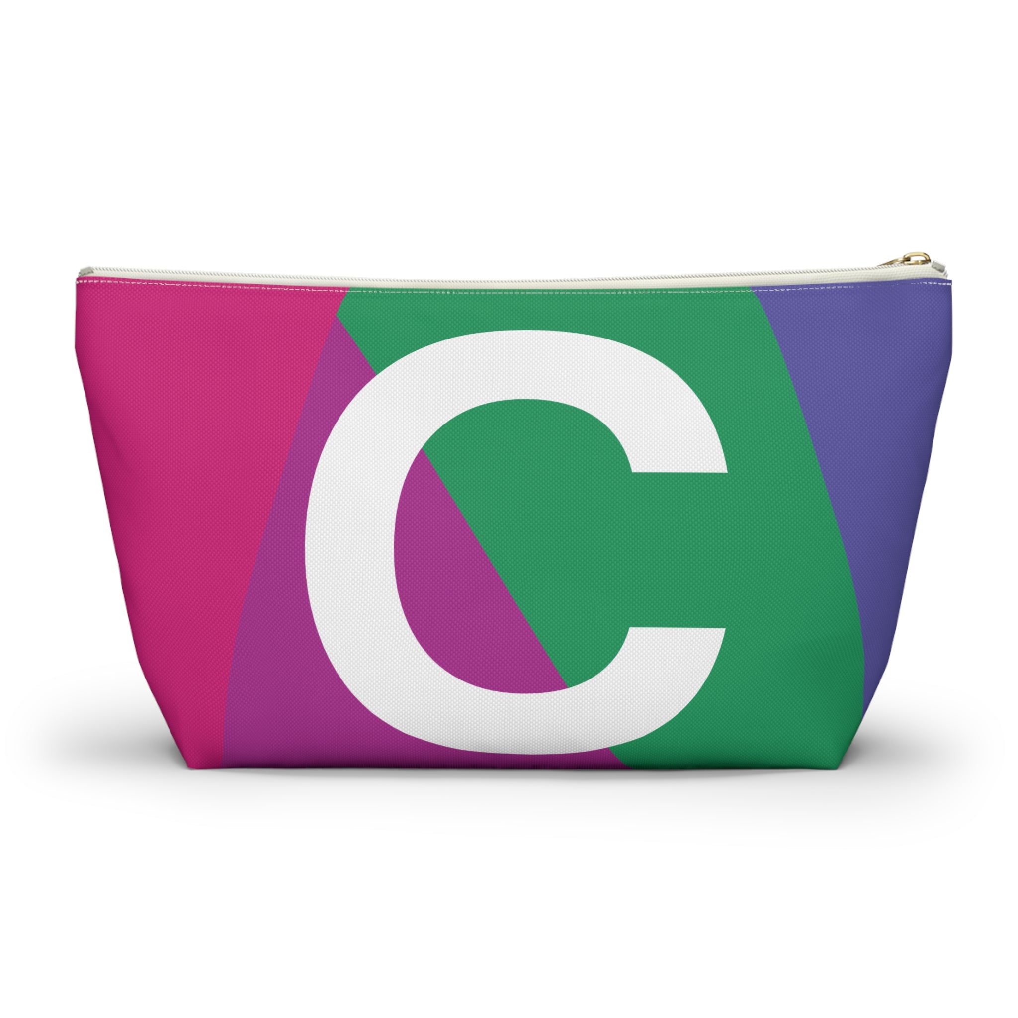 Initials Colorblock Accessory Pouch — Monogram C T-Bottom Cosmetic Bag