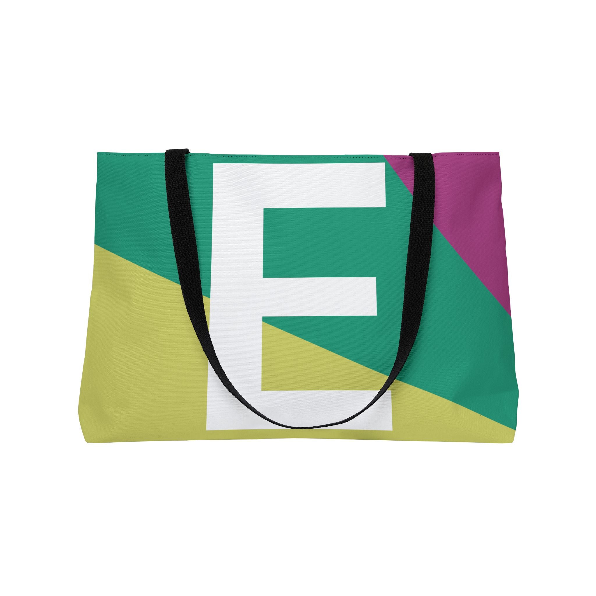 Personalized 'E' Colorblock Tote Bag — Monogram Weekender Tote
