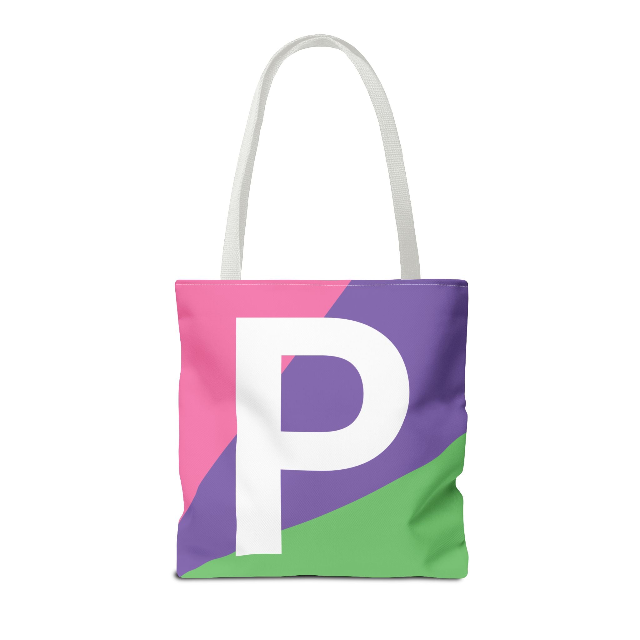 Monogram 'P' Colorblock Tote Bag — Personalized Initial P Shoulder Tote