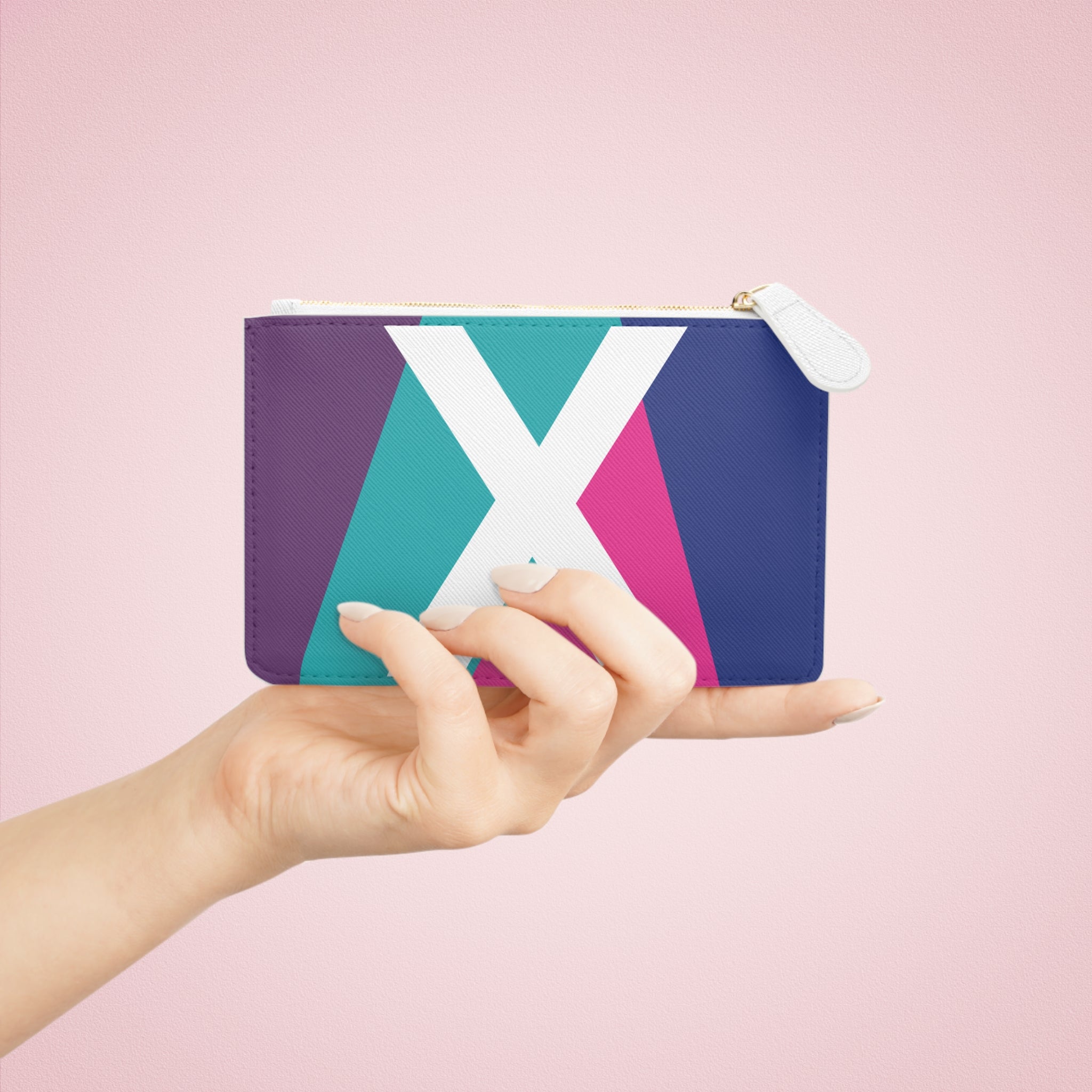 Initial X Mini Clutch — Colorblock Monogram Wristlet Wallet