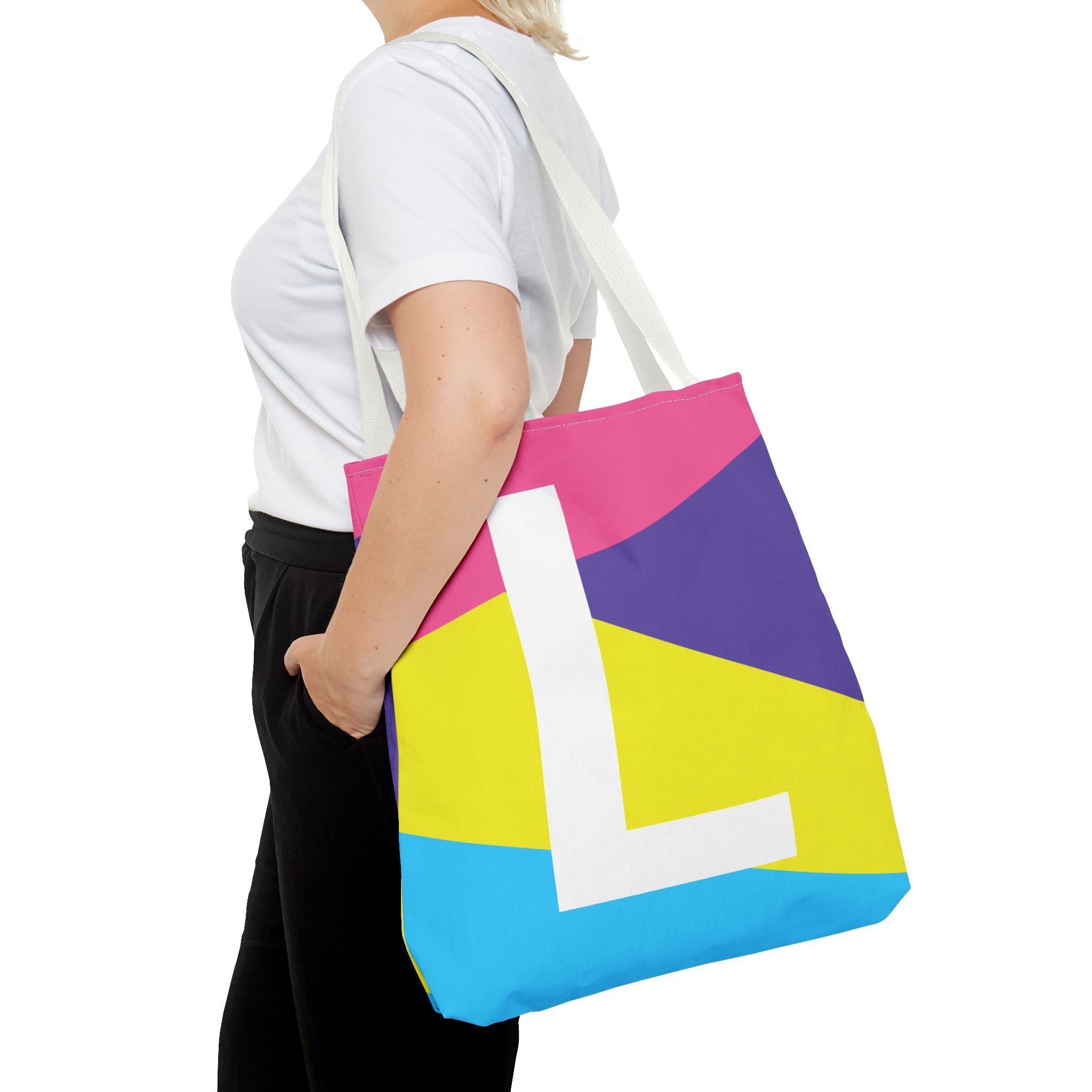 Monogram 'L' Colorblock Tote Bag — Personalized Initial L Shoulder Tote