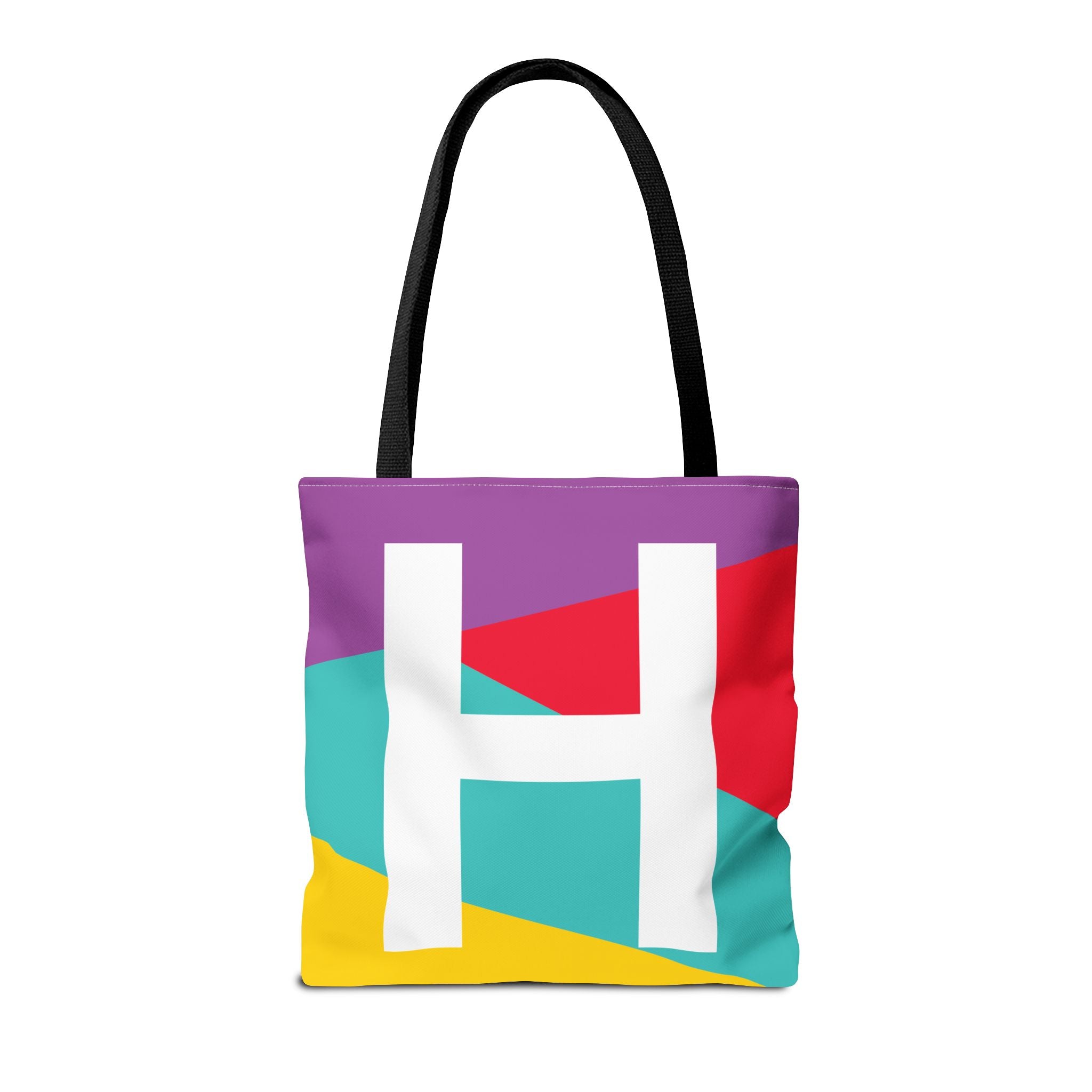 Monogram 'H' Colorblock Tote Bag — Personalized Initial H Shoulder Tote
