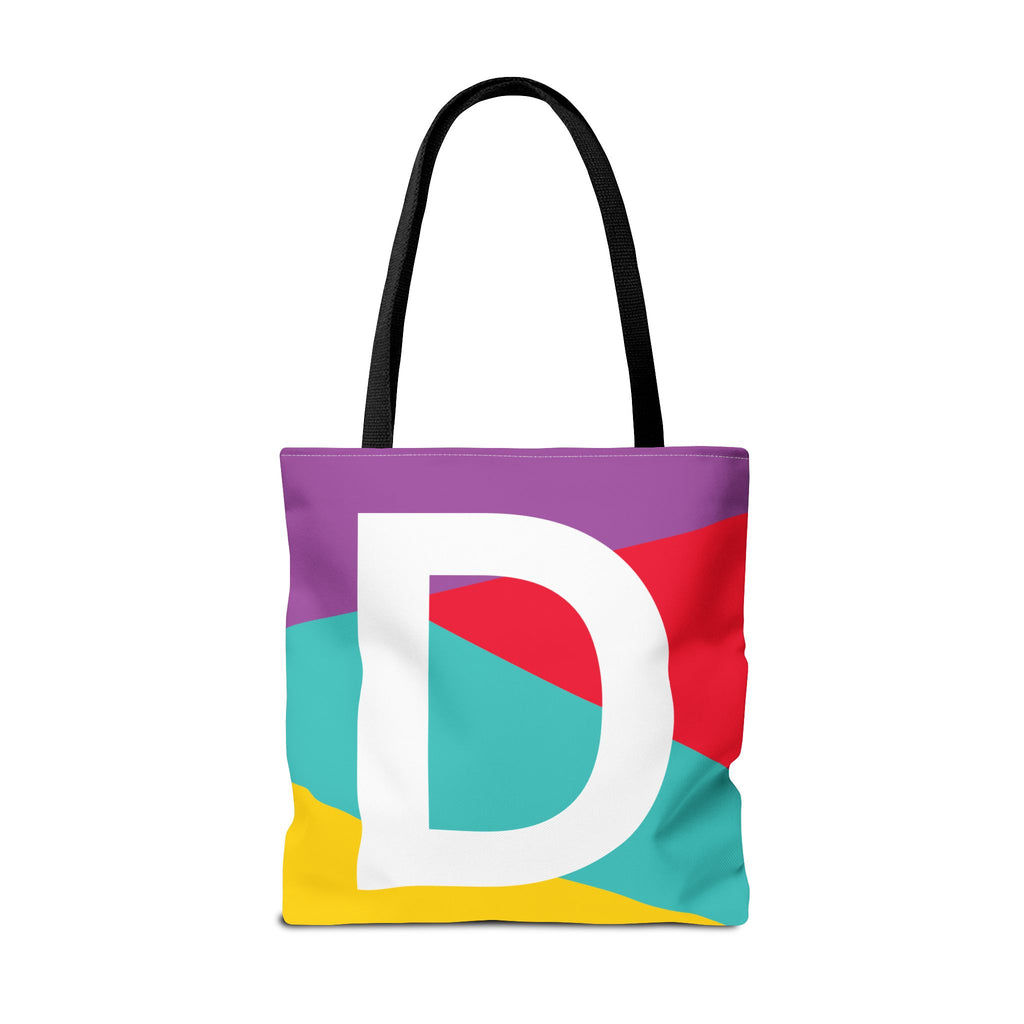 Monogram 'D' Colorblock Tote Bag — Personalized Initial D Shoulder Tote