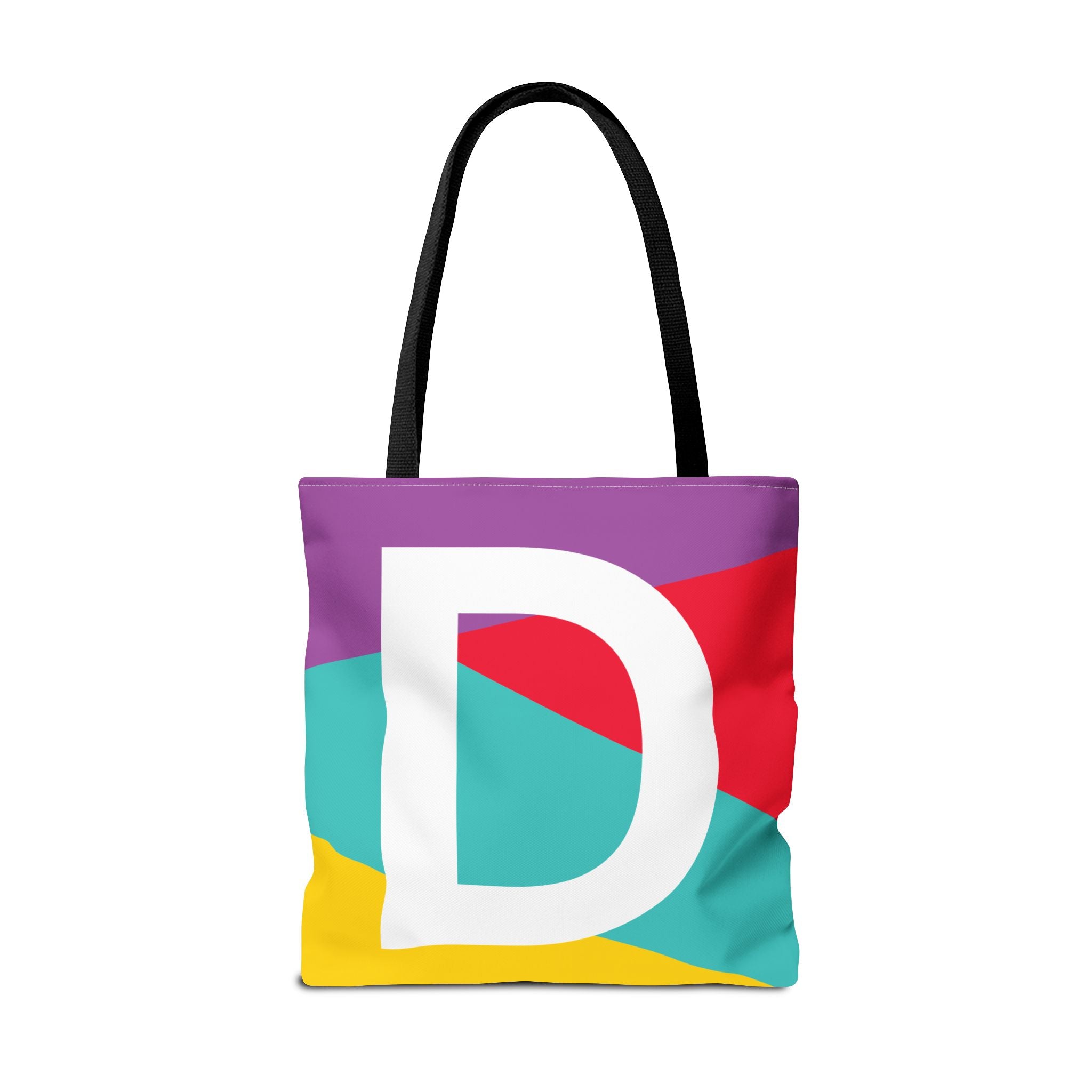 Monogram 'D' Colorblock Tote Bag — Personalized Initial D Shoulder Tote