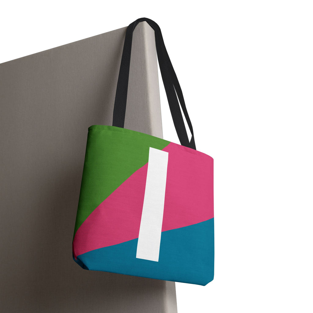 Monogram 'I' Colorblock Tote Bag — Personalized Initial I Shoulder Tote