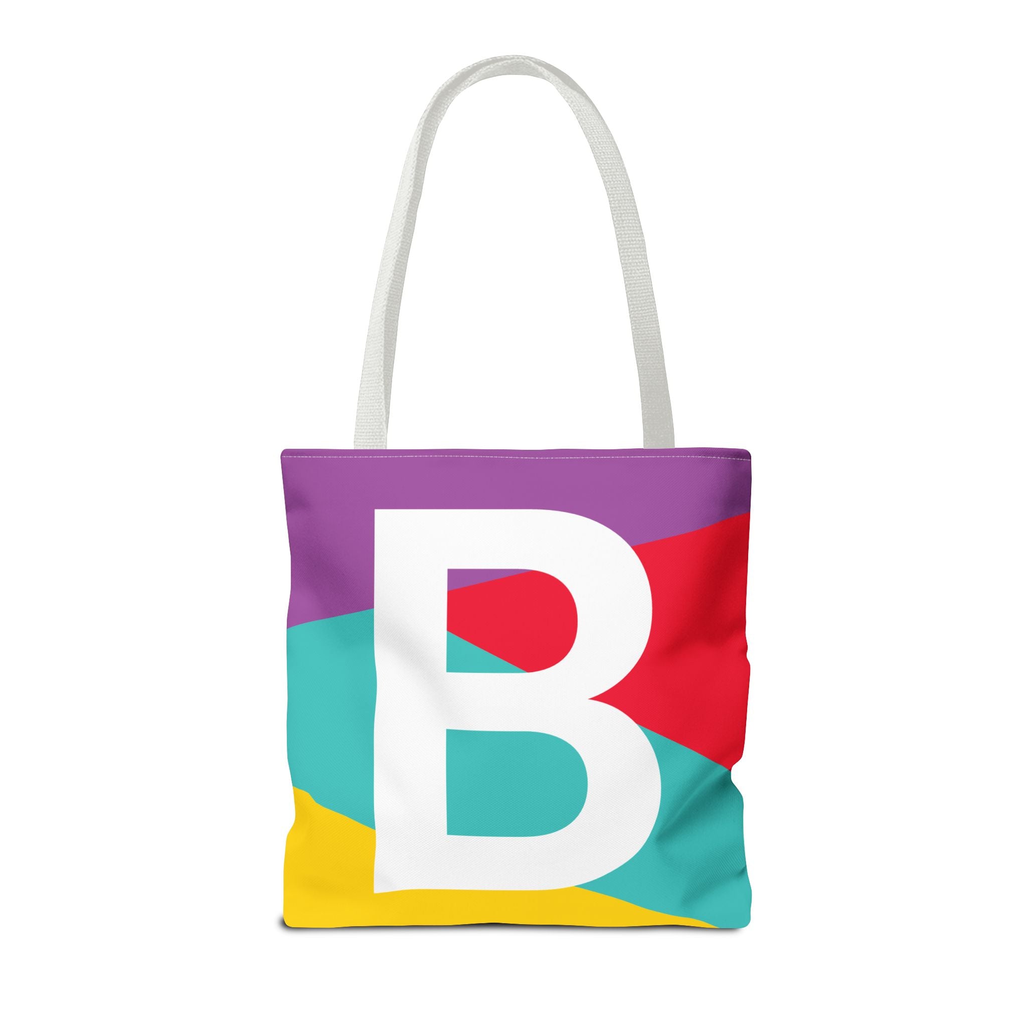 Monogram 'B' Colorblock Tote Bag — Personalized Initial B Shoulder Tote