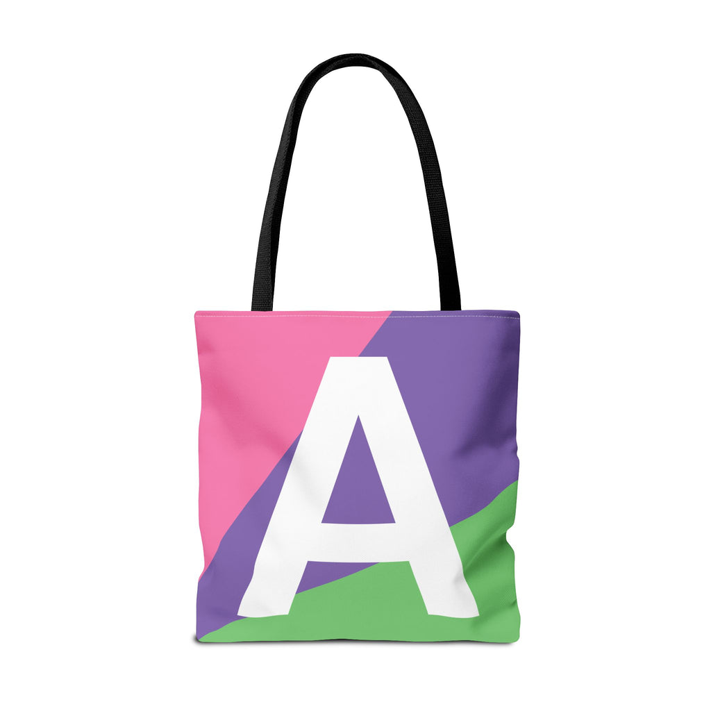 Monogram 'A' Colorblock Tote Bag — Personalized Initial A Shoulder Tote