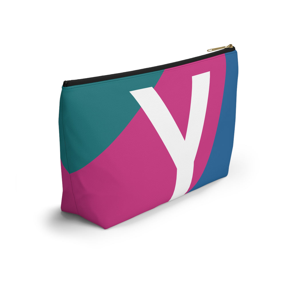 Initials Colorblock Accessory Pouch — Monogram Y T-Bottom Cosmetic Bag